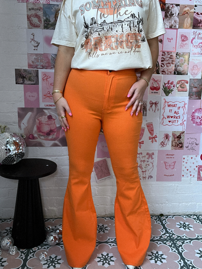 Buy our "Fiona High Waisted Bell Bottom Flare Jeans - Orange" online – Willow Boutique Clothing. Shop stylish Fiona High Waisted Bell Bottom Flare Jeans - Orange today.