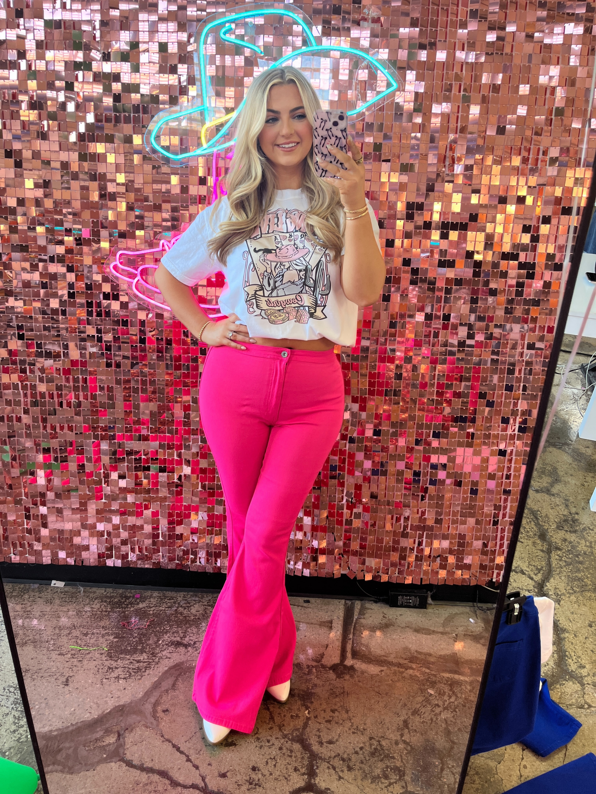 Buy our "Fiona High Waisted Bell Bottom Flare Jeans - Pink" online – Willow Boutique Clothing. Shop stylish Fiona High Waisted Bell Bottom Flare Jeans - Pink today.