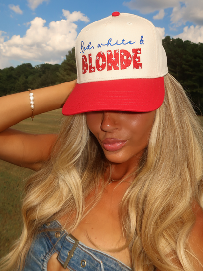 Red White & Blonde Trucker Hat
