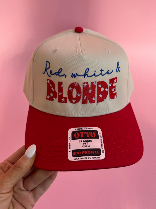 Red White & Blonde Trucker Hat