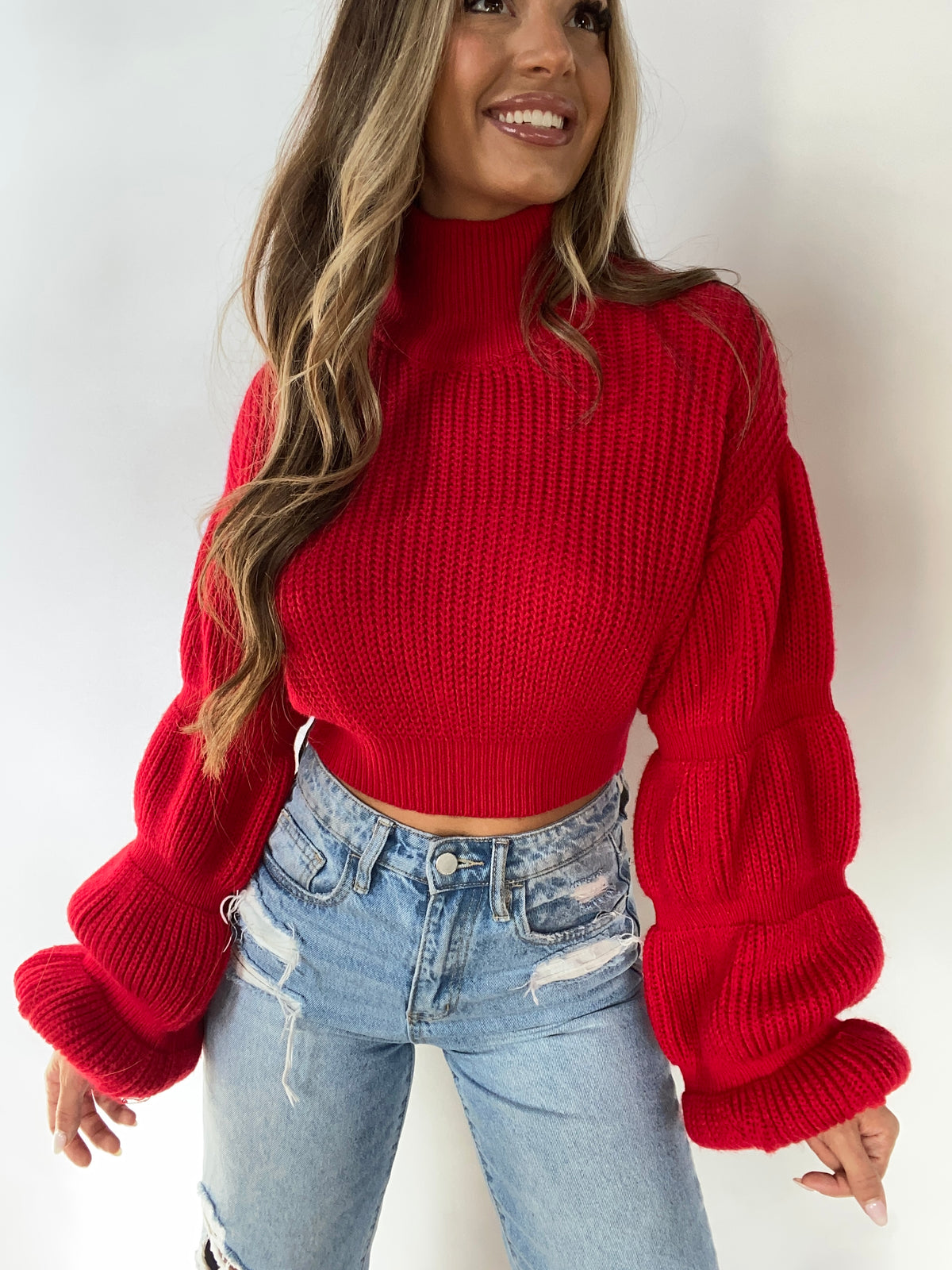 Emma Bubble Sleeve Knit Sweaters