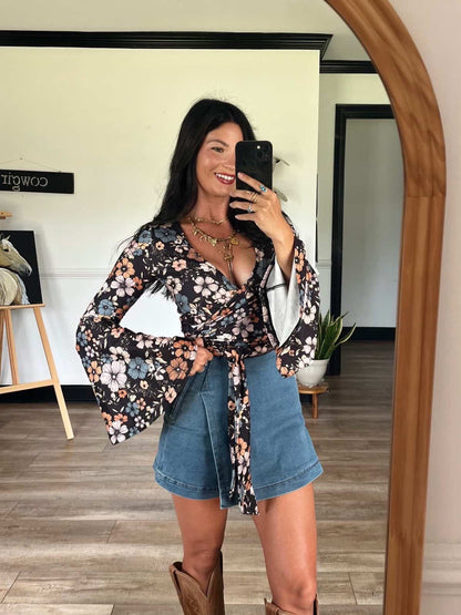 Heather Denim Mini Skort