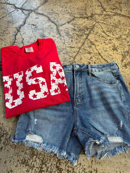 Buy our "All American Shorts Bundle (1 Risen Short + 1 Graphic Tee)" online – Willow Boutique Clothing. Shop stylish All American Shorts Bundle (1 Risen Short + 1 Graphic Tee) today.