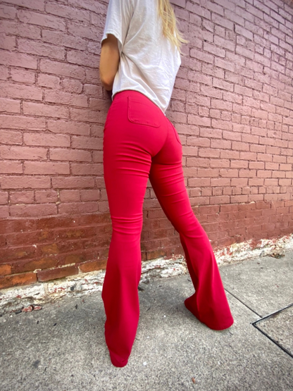 Buy our "Fiona High Waisted Bell Bottom Flare Jeans - Red" online – Willow Boutique Clothing. Shop stylish Fiona High Waisted Bell Bottom Flare Jeans - Red today.