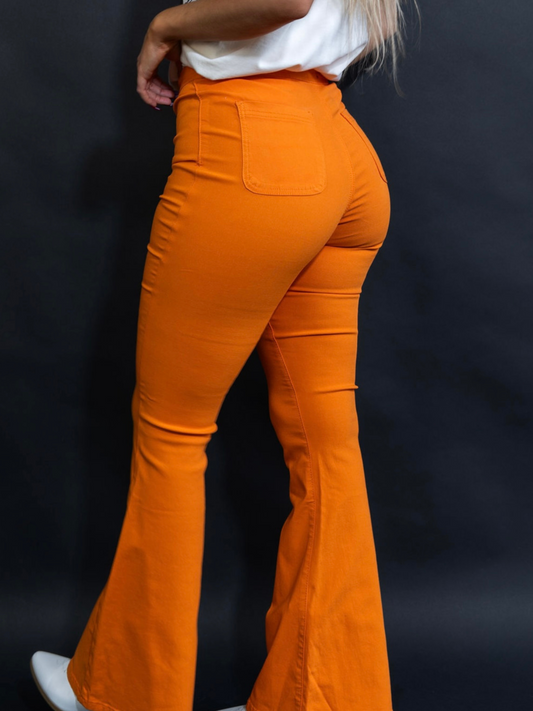 Buy our "Fiona High Waisted Bell Bottom Flare Jeans - Orange" online – Willow Boutique Clothing. Shop stylish Fiona High Waisted Bell Bottom Flare Jeans - Orange today.