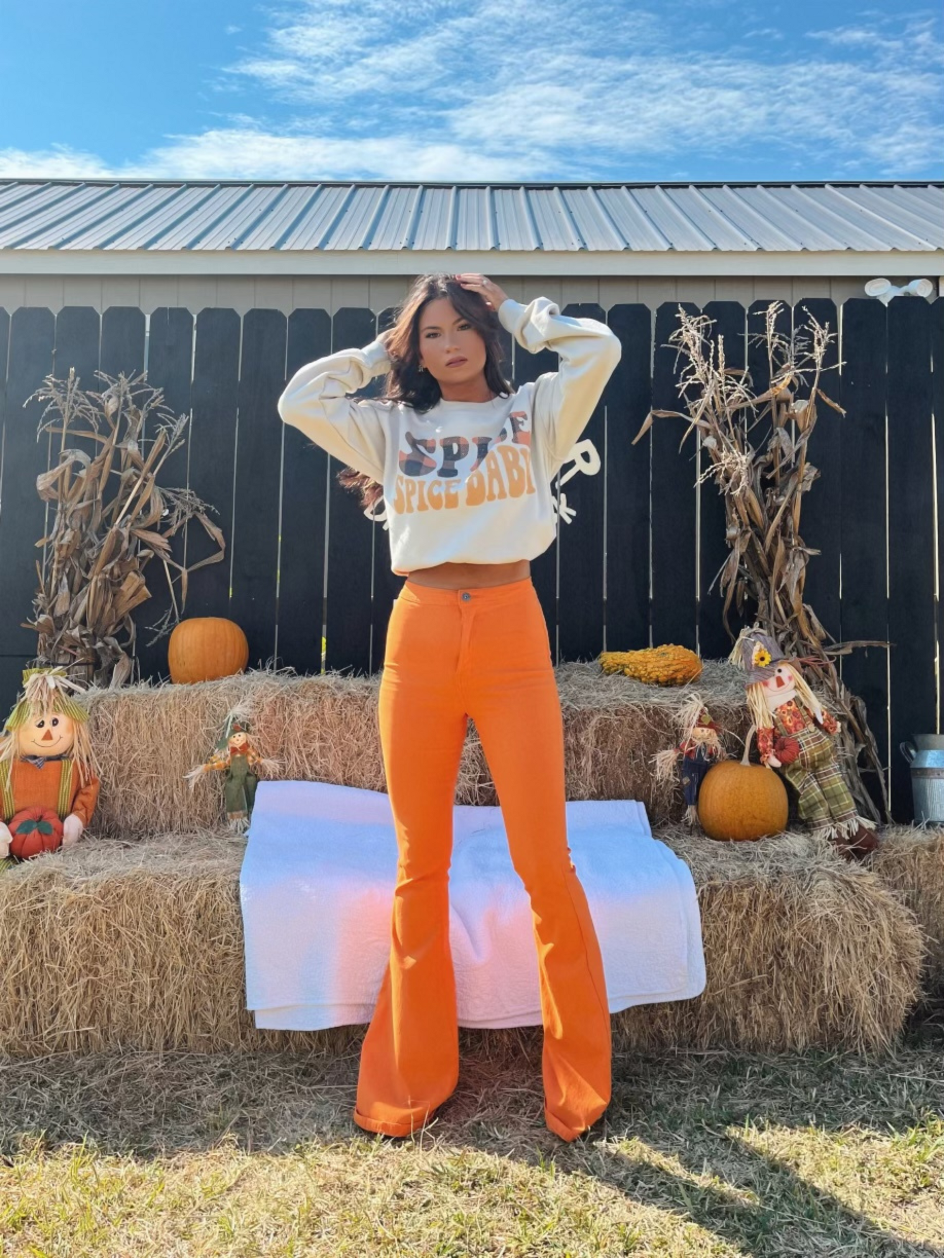 Buy our "Fiona High Waisted Bell Bottom Flare Jeans - Orange" online – Willow Boutique Clothing. Shop stylish Fiona High Waisted Bell Bottom Flare Jeans - Orange today.
