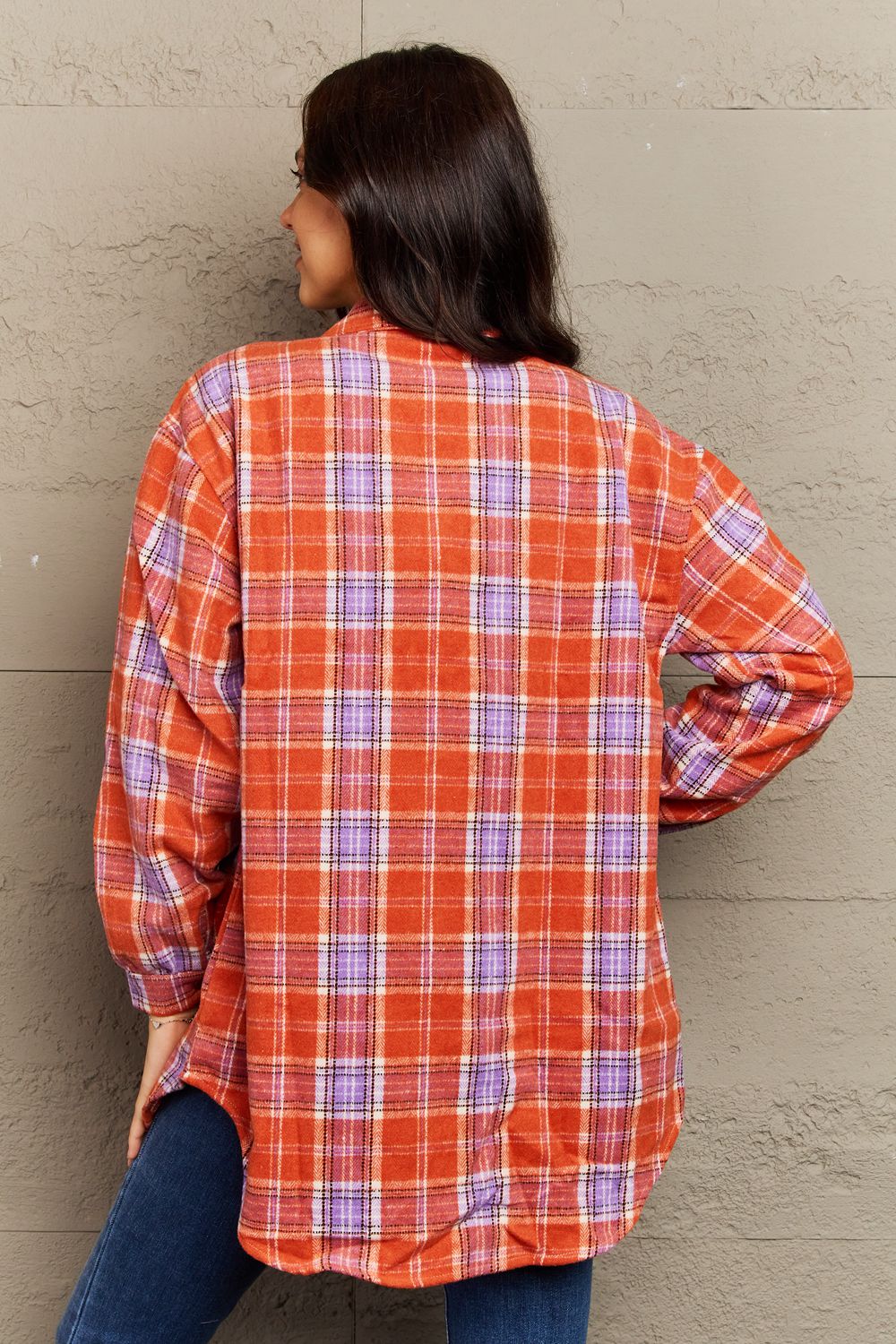 PREORDER: Devlin Full Size Plaid Collared Neck Button-Down Long Sleeve Jacket