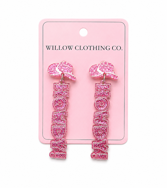 Howdy Cowgirl Hat Drop Earrings
