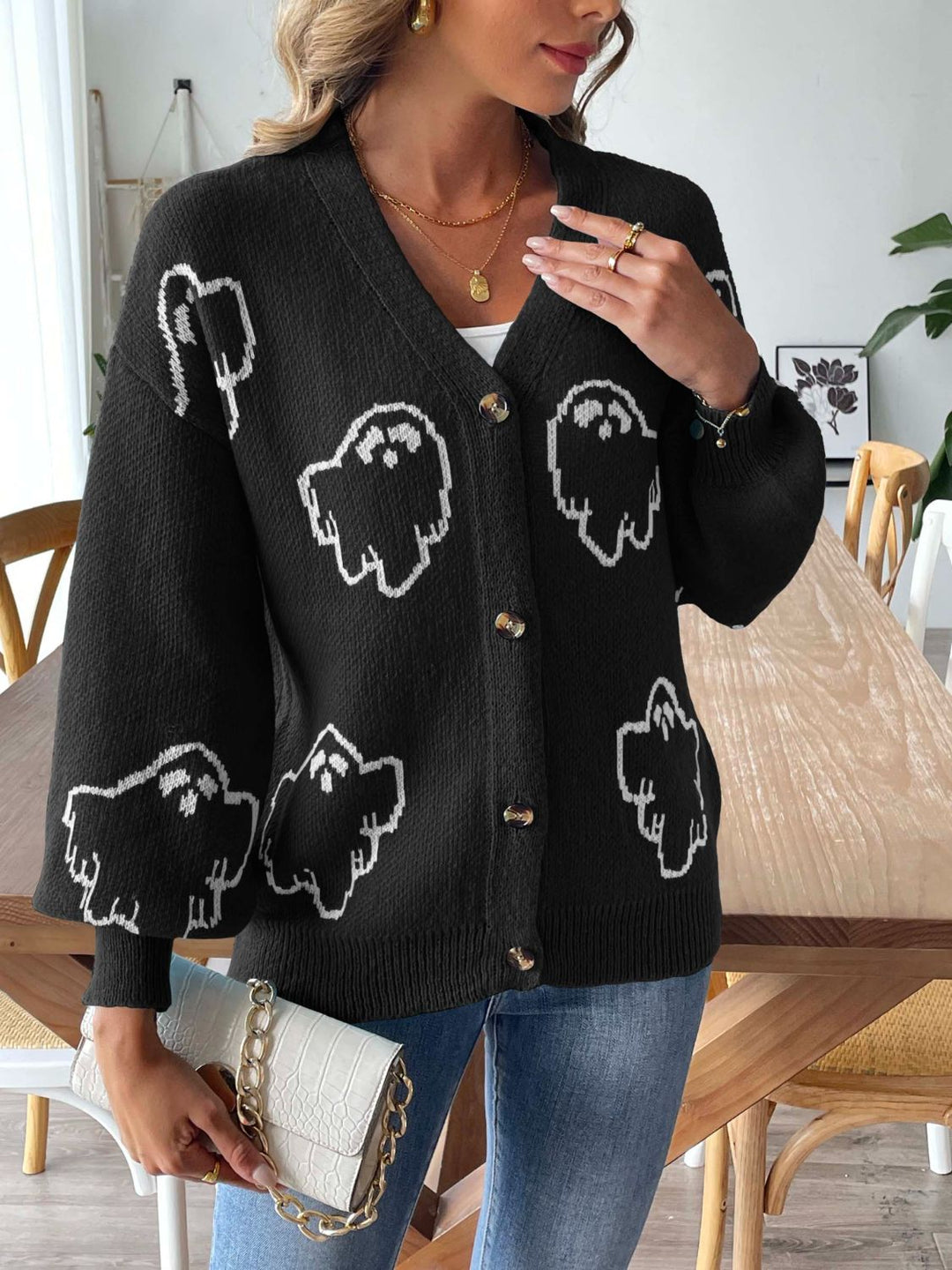 PREORDER: Phantom Snuggle V-Neck Dropped Shoulder Cardigan