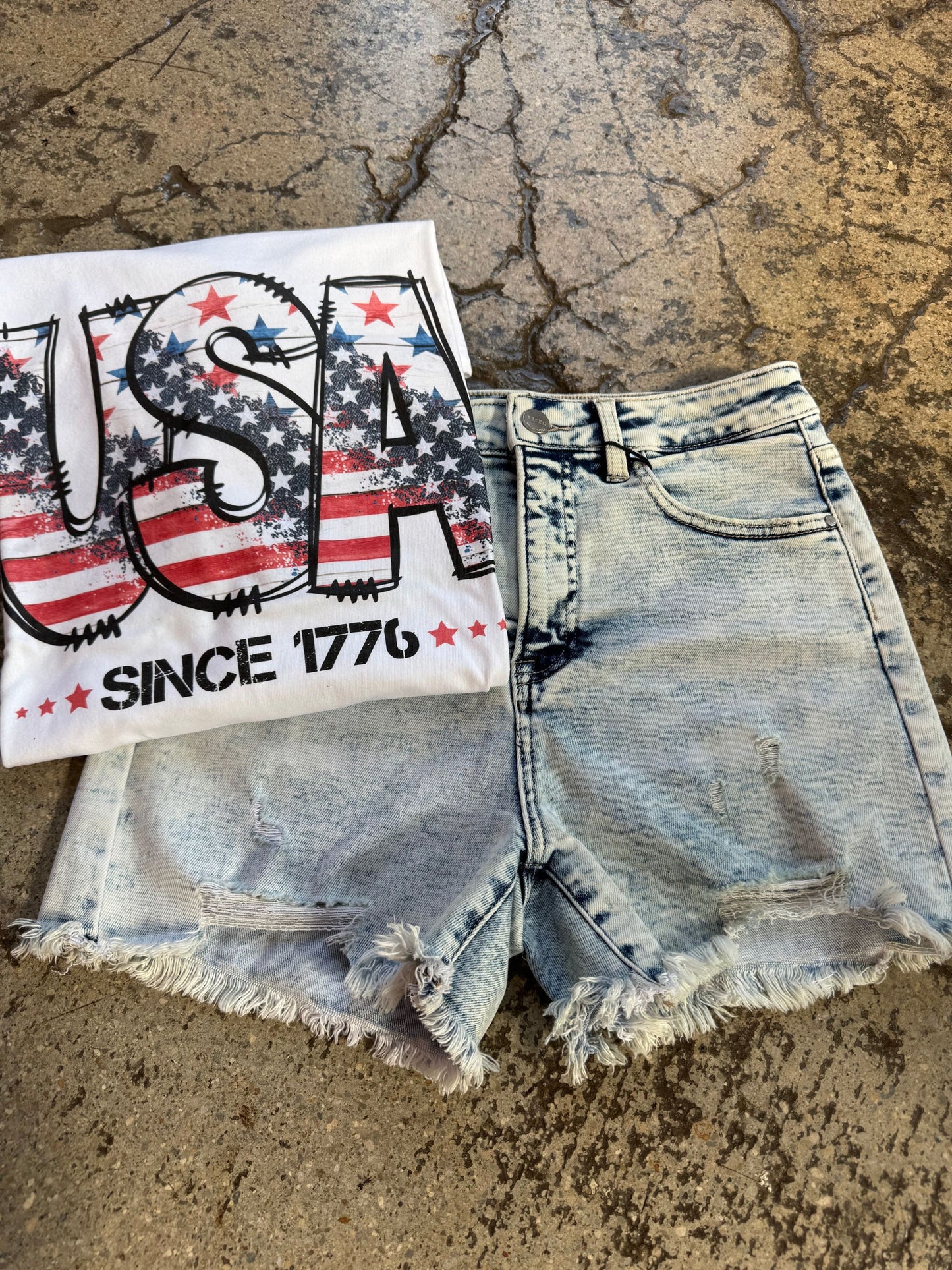 Buy our "All American Shorts Bundle (1 Risen Short + 1 Graphic Tee)" online – Willow Boutique Clothing. Shop stylish All American Shorts Bundle (1 Risen Short + 1 Graphic Tee) today.