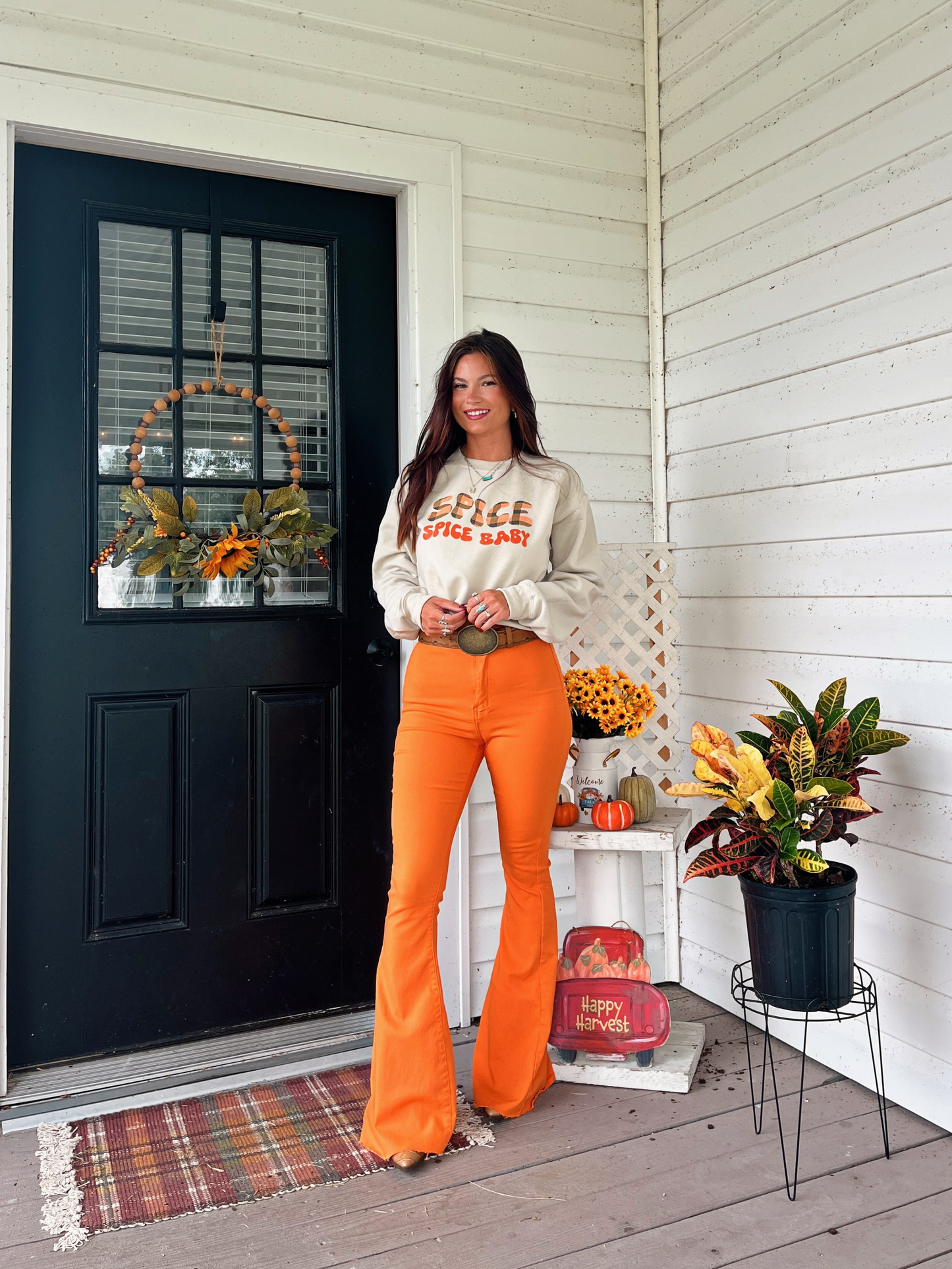 Buy our "Fiona High Waisted Bell Bottom Flare Jeans - Orange" online – Willow Boutique Clothing. Shop stylish Fiona High Waisted Bell Bottom Flare Jeans - Orange today.