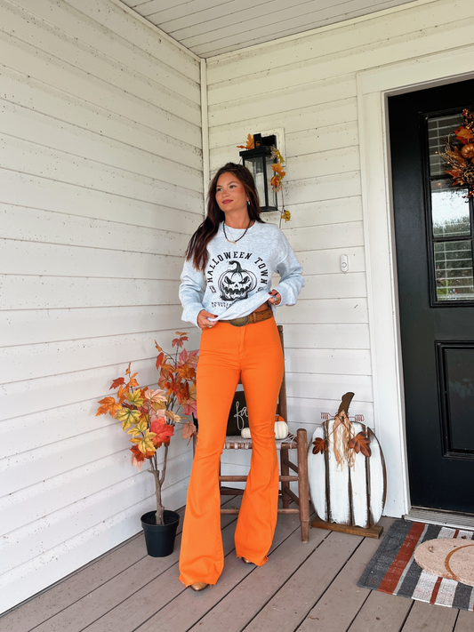 Buy our "Fiona High Waisted Bell Bottom Flare Jeans - Orange" online – Willow Boutique Clothing. Shop stylish Fiona High Waisted Bell Bottom Flare Jeans - Orange today.