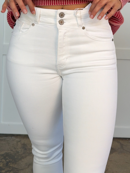 KanCan High Rise Slim Straight Jeans – White