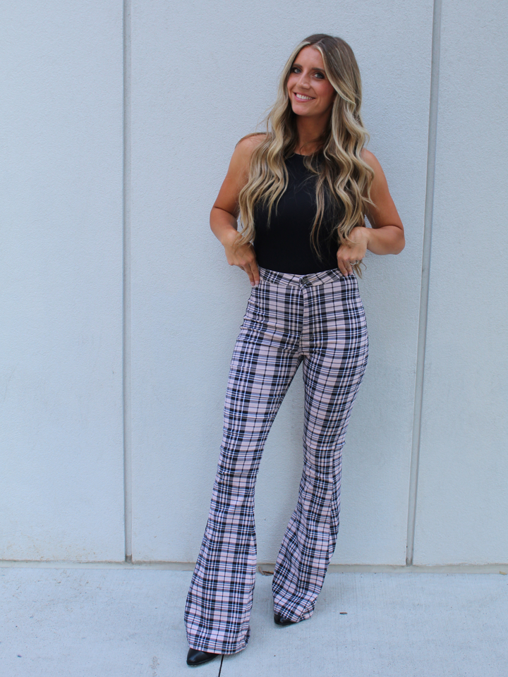 Buy our "Gretchen High Waisted Plaid Flare Jeans" online – Willow Boutique Clothing. Shop stylish Gretchen High Waisted Plaid Flare Jeans today.