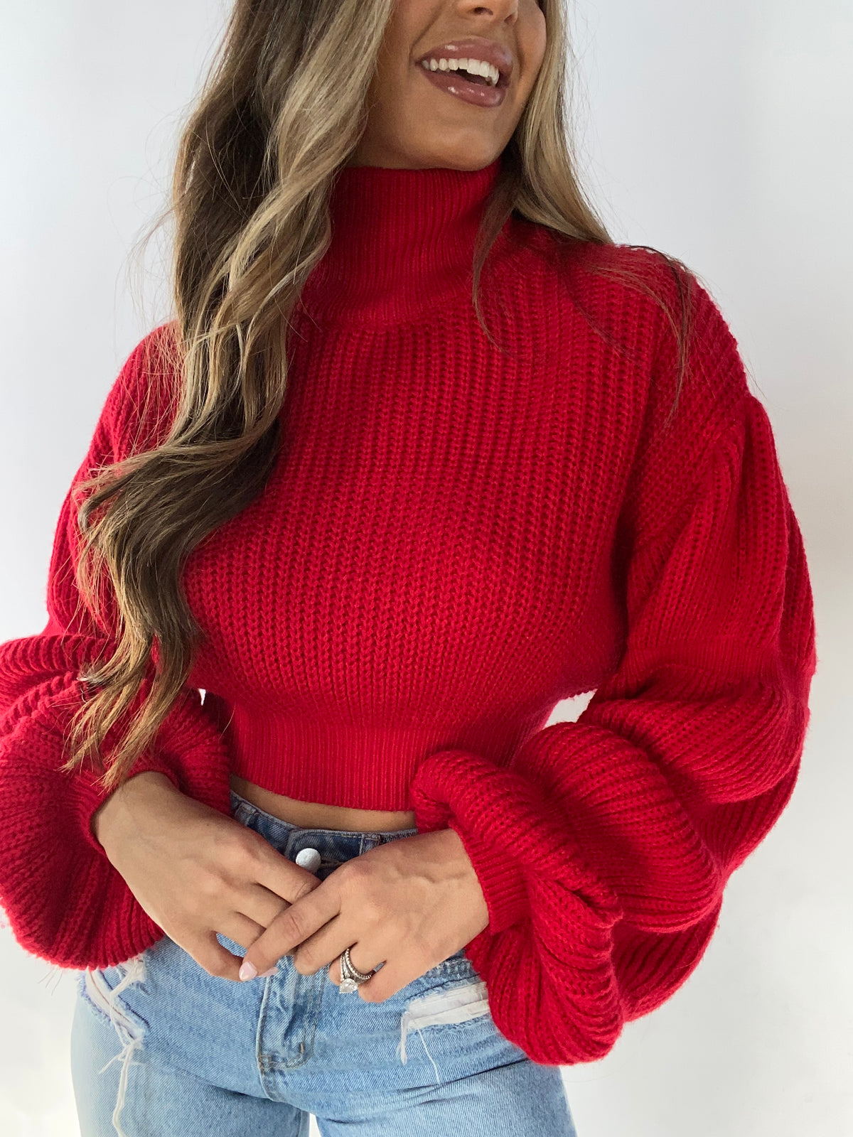 Emma Bubble Sleeve Knit Sweaters