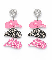 Tiered Cowgirl Hat Dangle Earrings