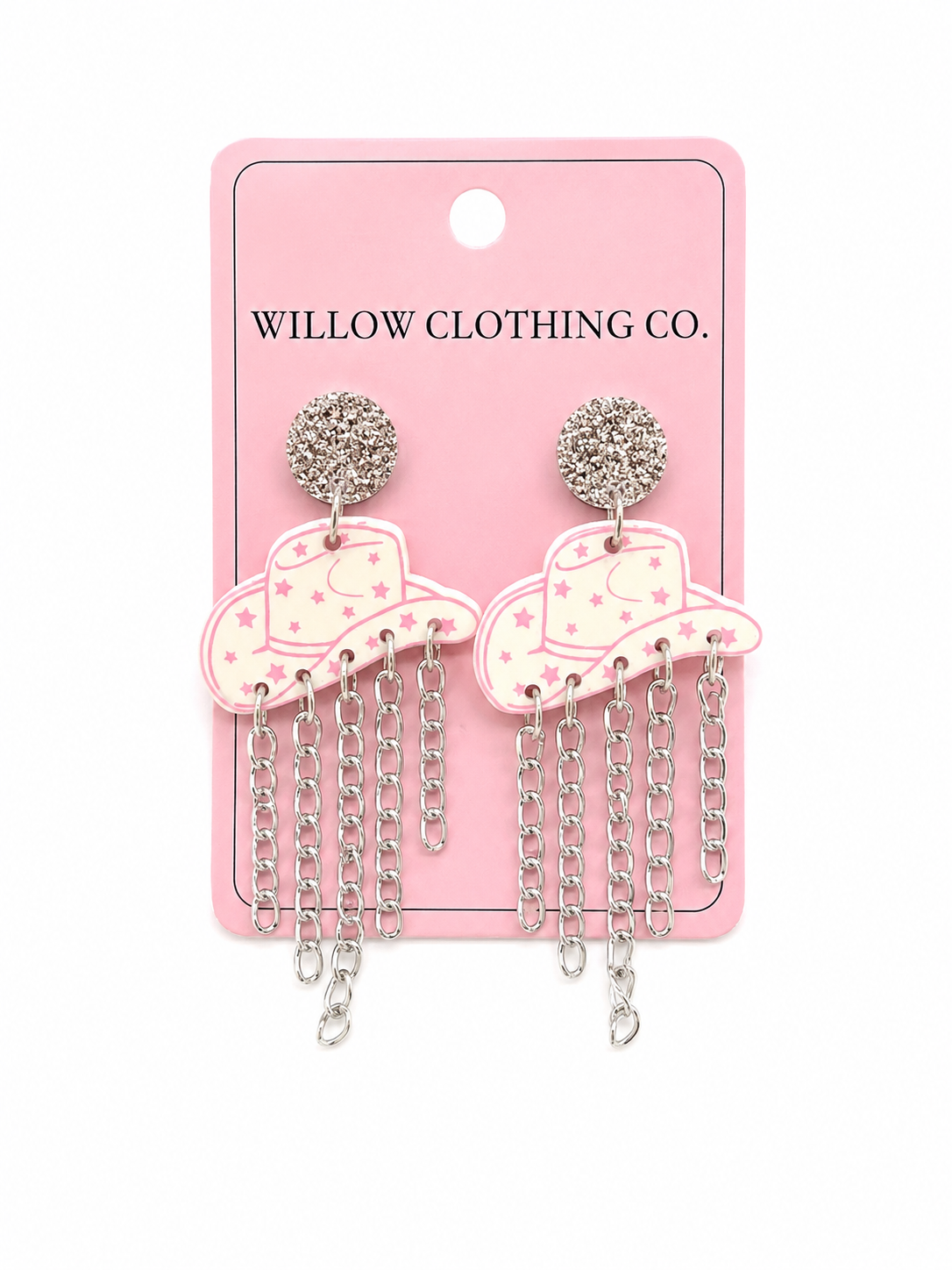 Dangle Chain Cowgirl Hat Earrings