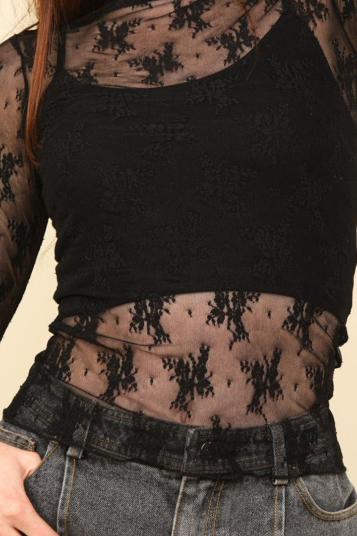 On The Edge Lace Mesh Top