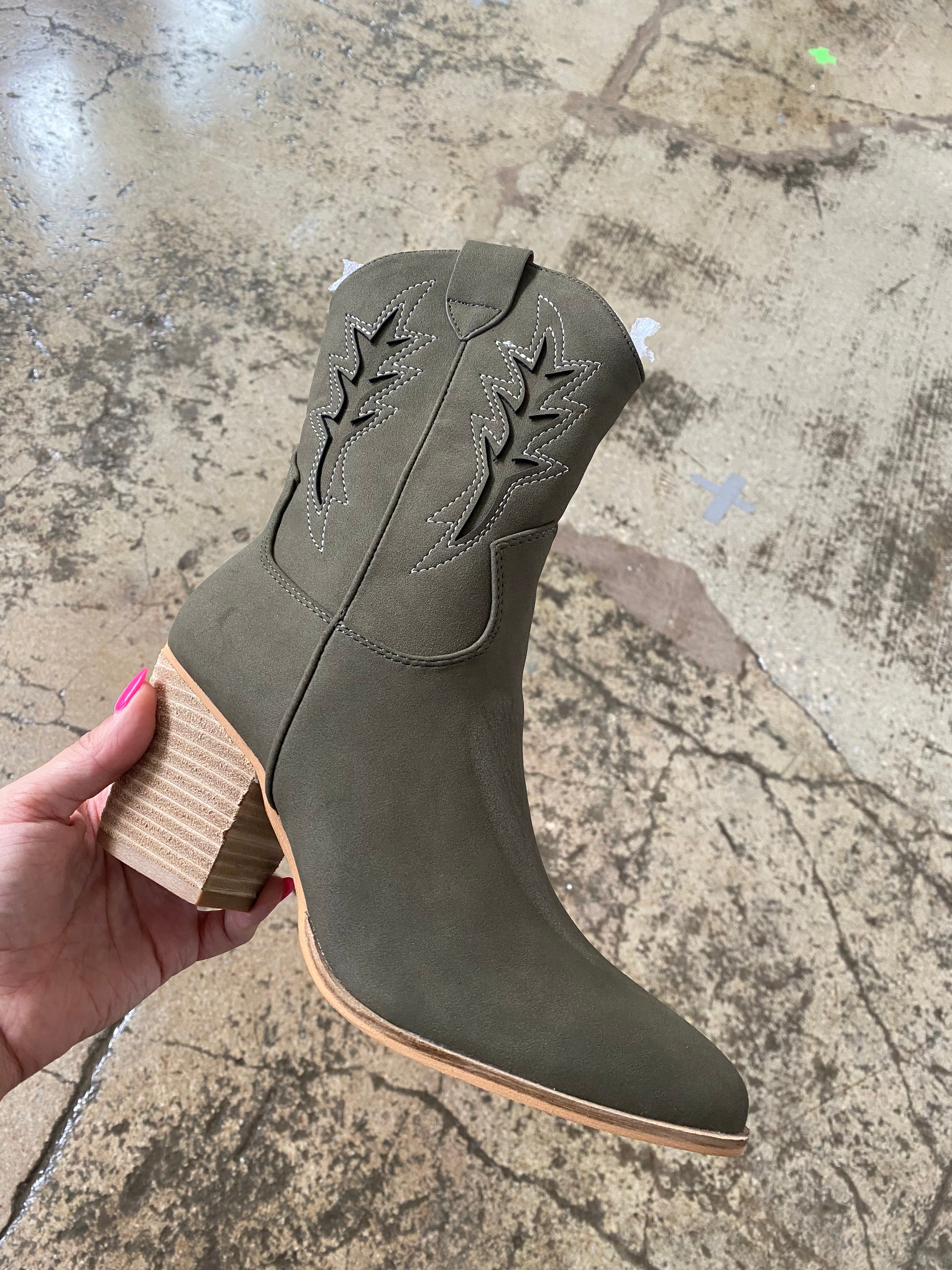 Spin You Around Cowboy Boot- Olive