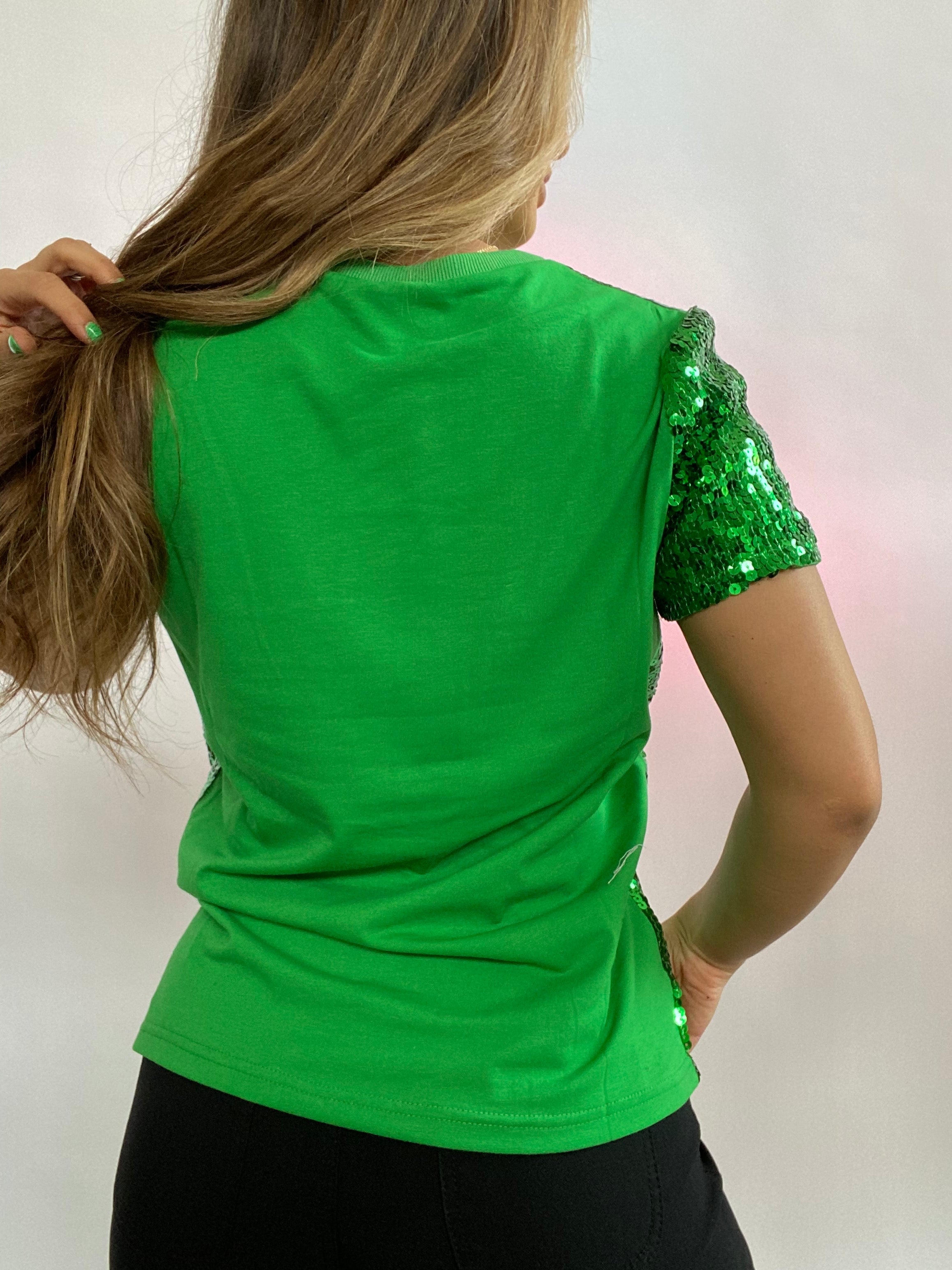 Game Day Vibes Sequin T-Shirt- Green