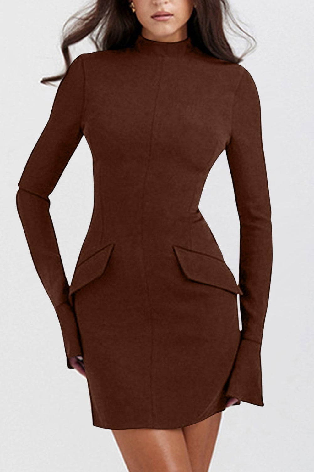 PREORDER: Margret Mock Neck Long Sleeve Mini Dress