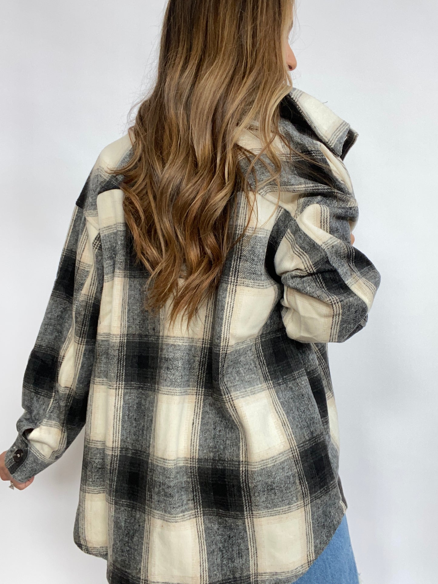 Rosalie Oversized Plaid Shacket- Black