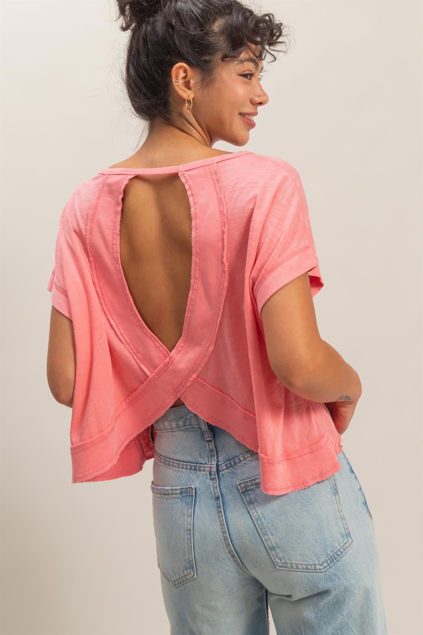 Sophia Open Back Cropped Tee