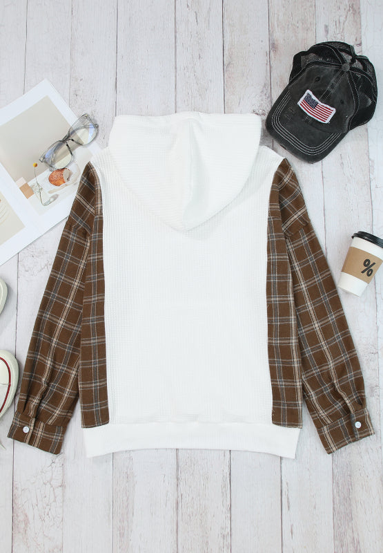 PREORDER: Waffle Knit Flannel Long Sleeve Hoodie