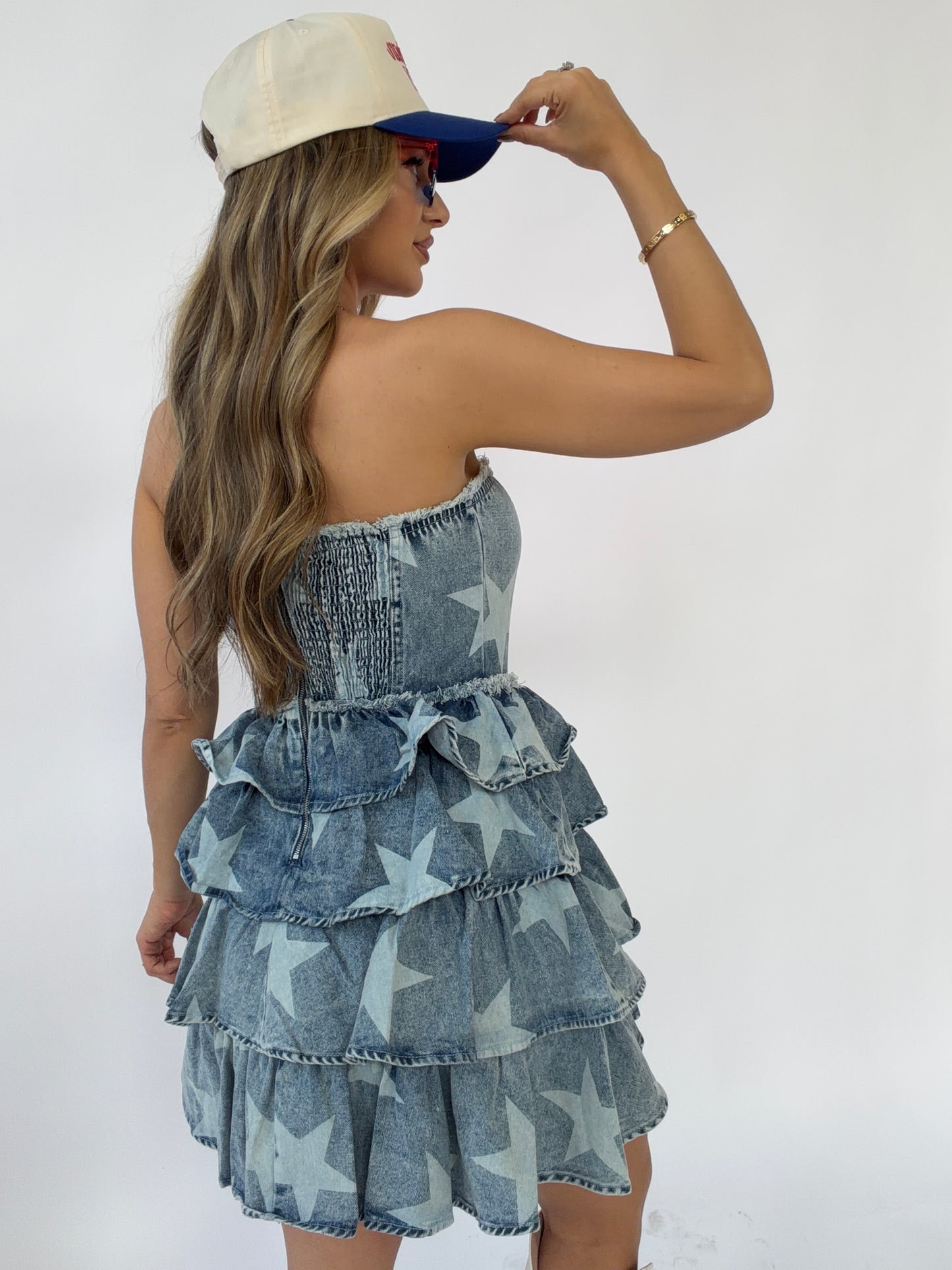 Shinning Star Strapless Jean Dress
