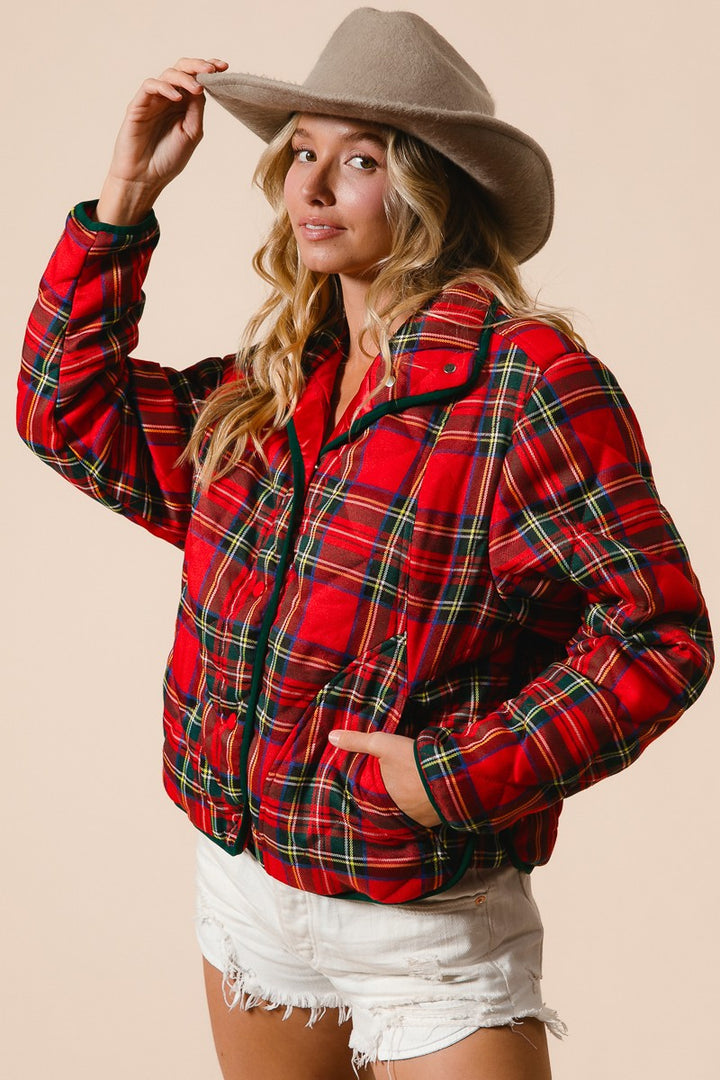 Winter Wonderland Vintage Christmas Plaid Quilted Jacket