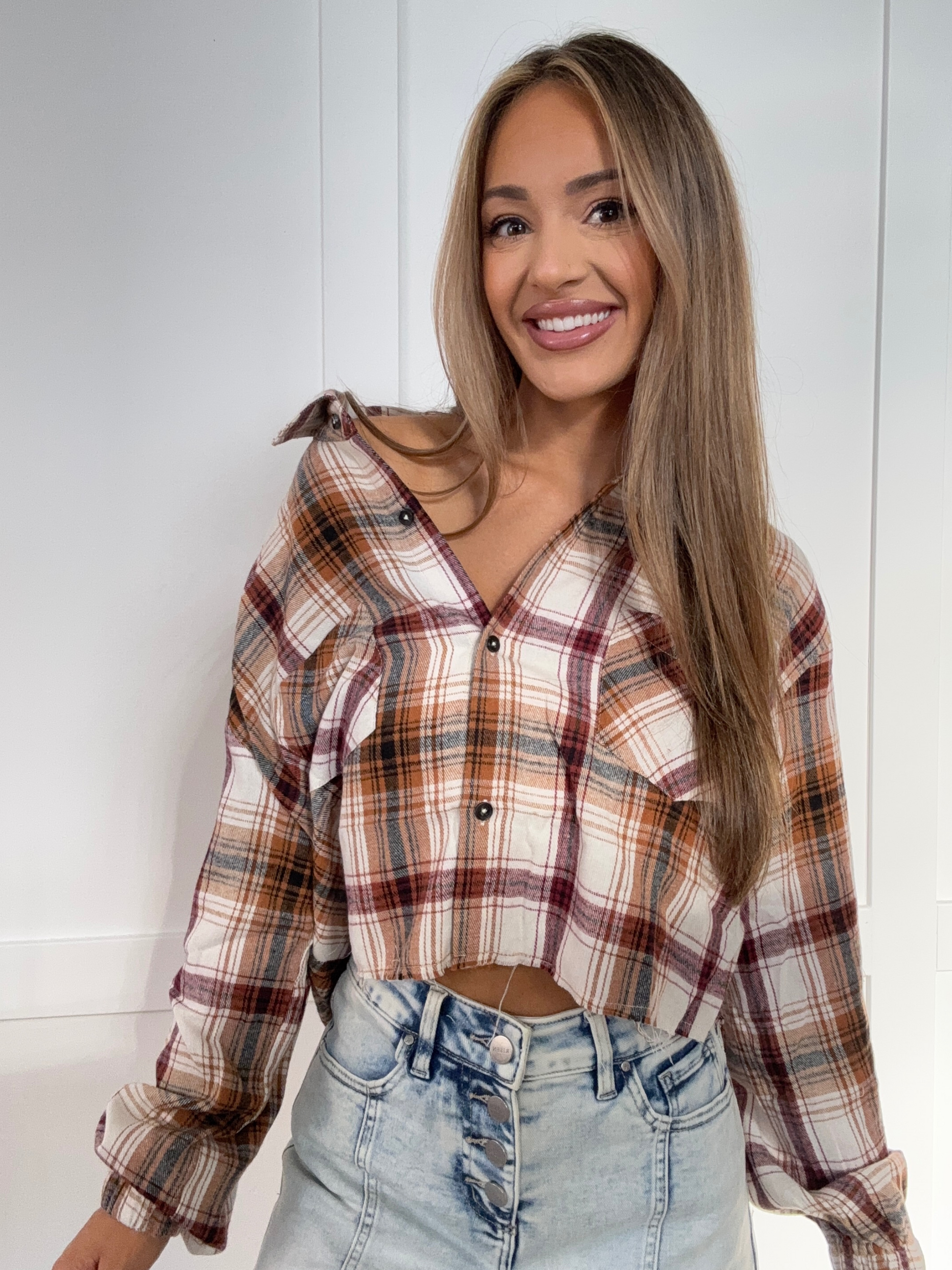 Buy our "Rory Plaid Cropped Flannel" online – Willow Boutique Clothing. Shop stylish Rory Plaid Cropped Flannel today.