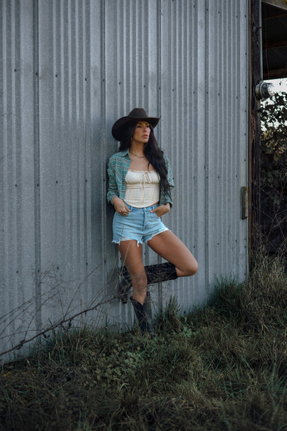 Saylor Distressed Denim Shorts - Light Wash