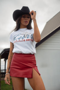 Call It Even Side Slit Leather Skorts