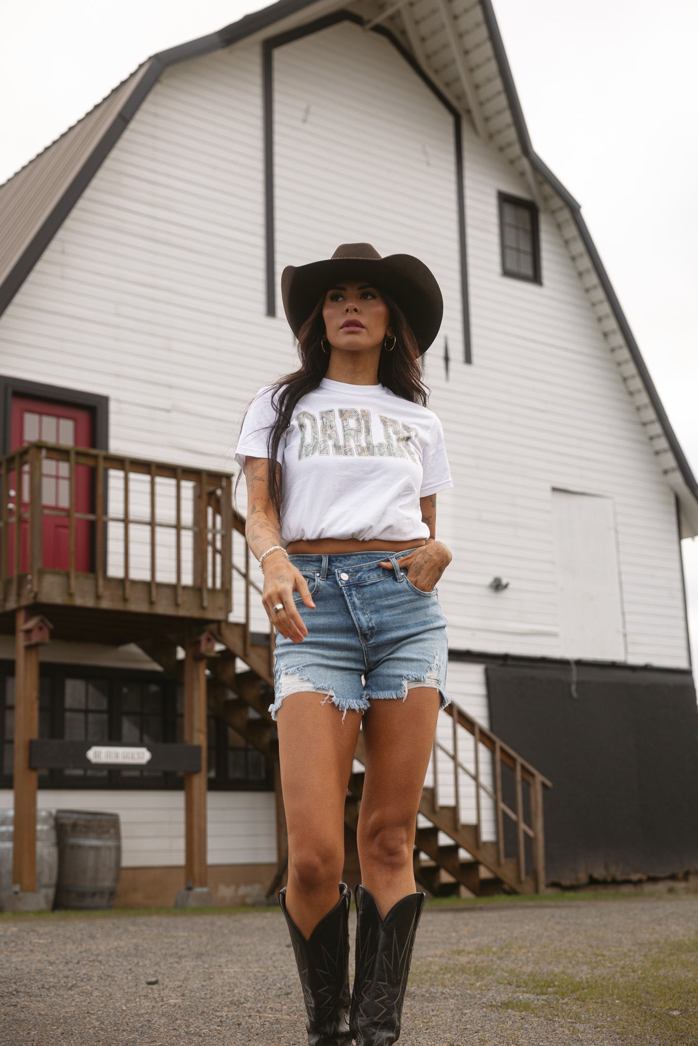 Lindsey Asymmetrical Distressed Shorts- Medium Wash