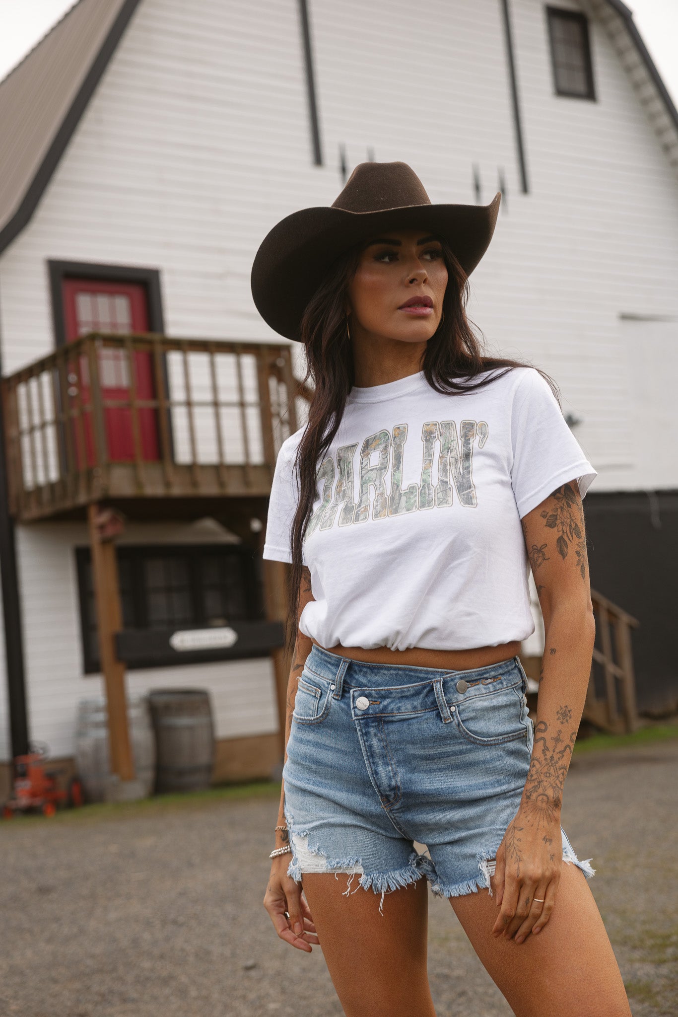 Lindsey Asymmetrical Distressed Shorts- Medium Wash