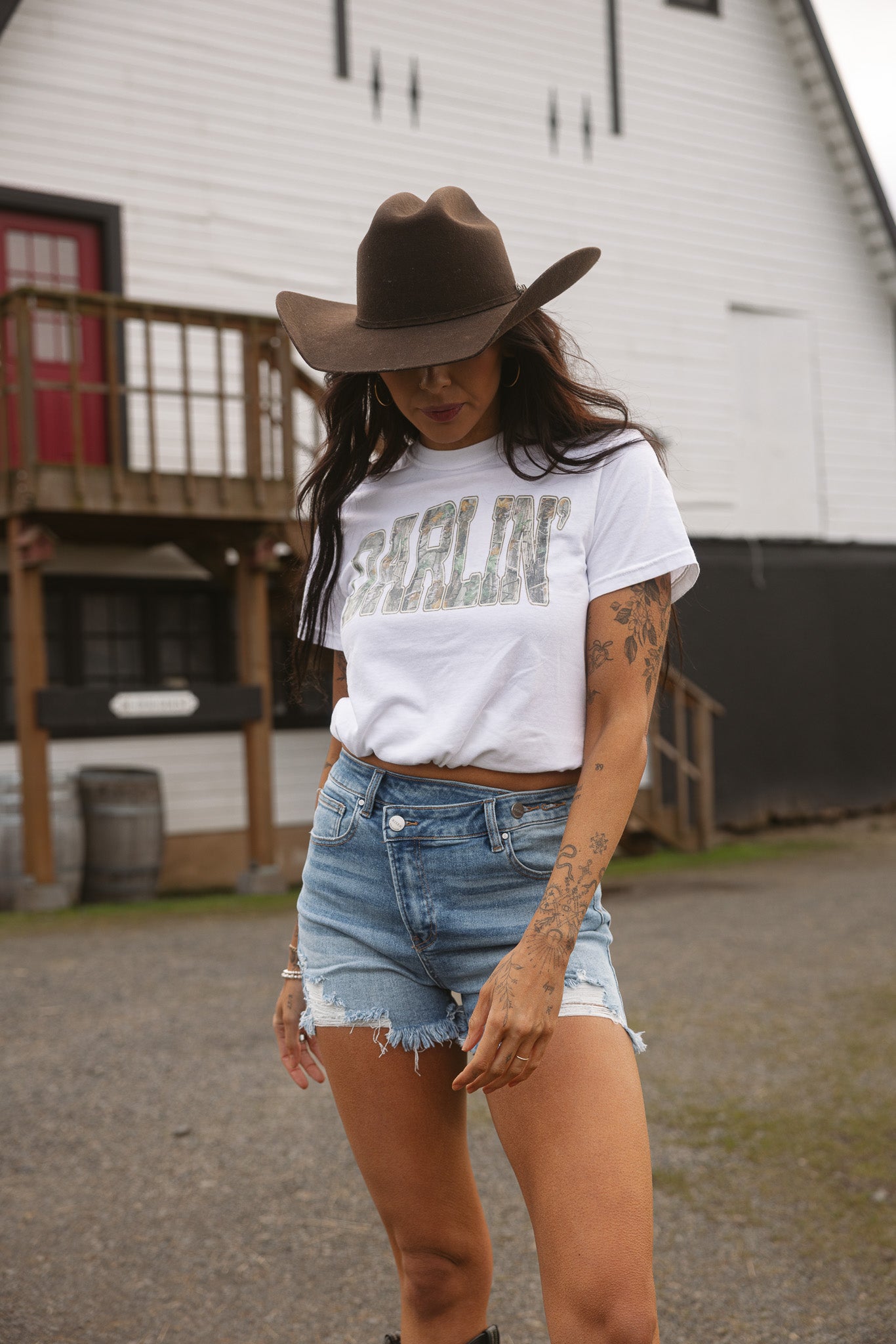 Lindsey Asymmetrical Distressed Shorts- Medium Wash