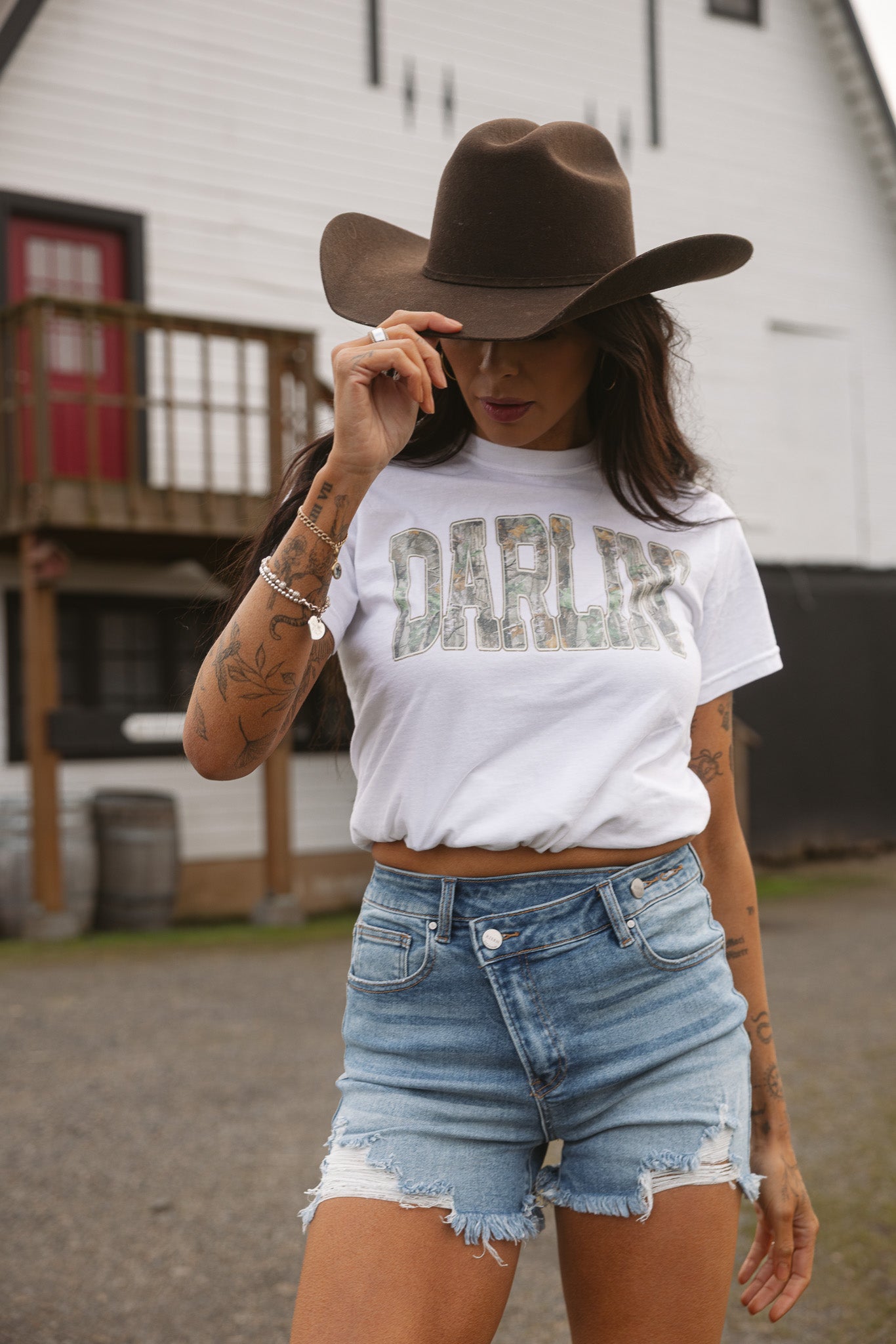 Lindsey Asymmetrical Distressed Shorts- Medium Wash