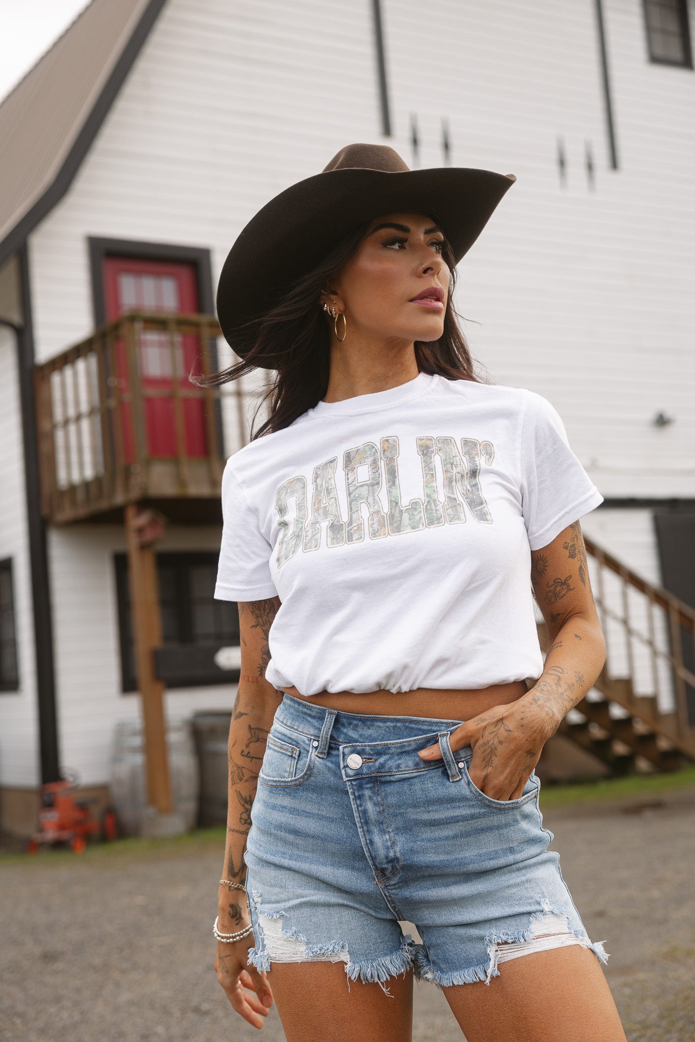 Lindsey Asymmetrical Distressed Shorts- Medium Wash