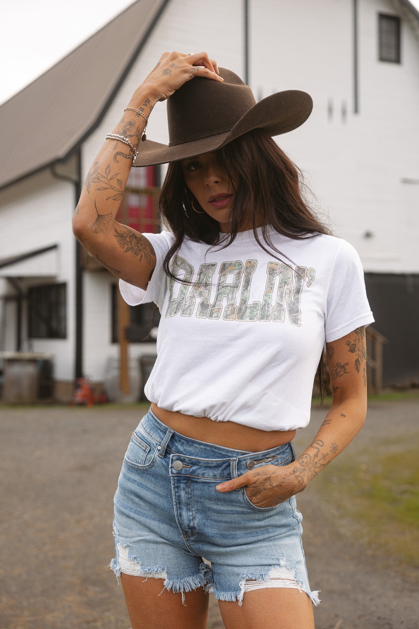 Lindsey Asymmetrical Distressed Shorts- Medium Wash