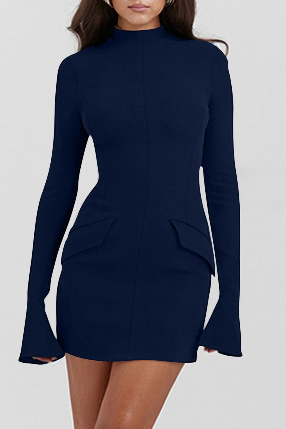 PREORDER: Margret Mock Neck Long Sleeve Mini Dress