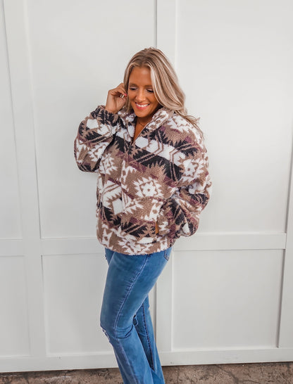 Bailey Aztec Sherpa Zip Up Jacket