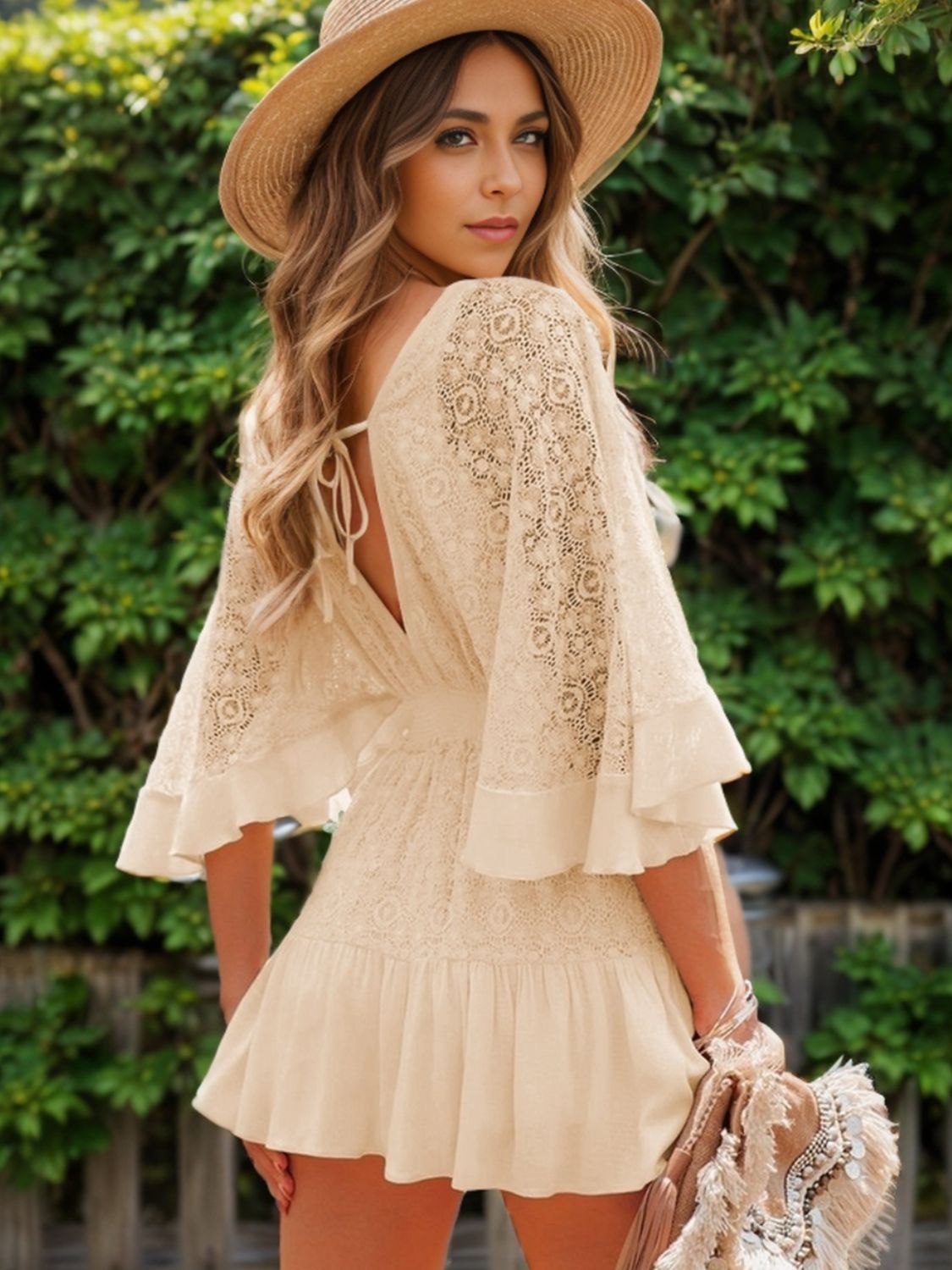 PREORDER: Hope Ruffle Hem Lace Mini Dress Cream / XL PREORDER: Hope Ruffle Hem Lace Mini Dress Cream / XL