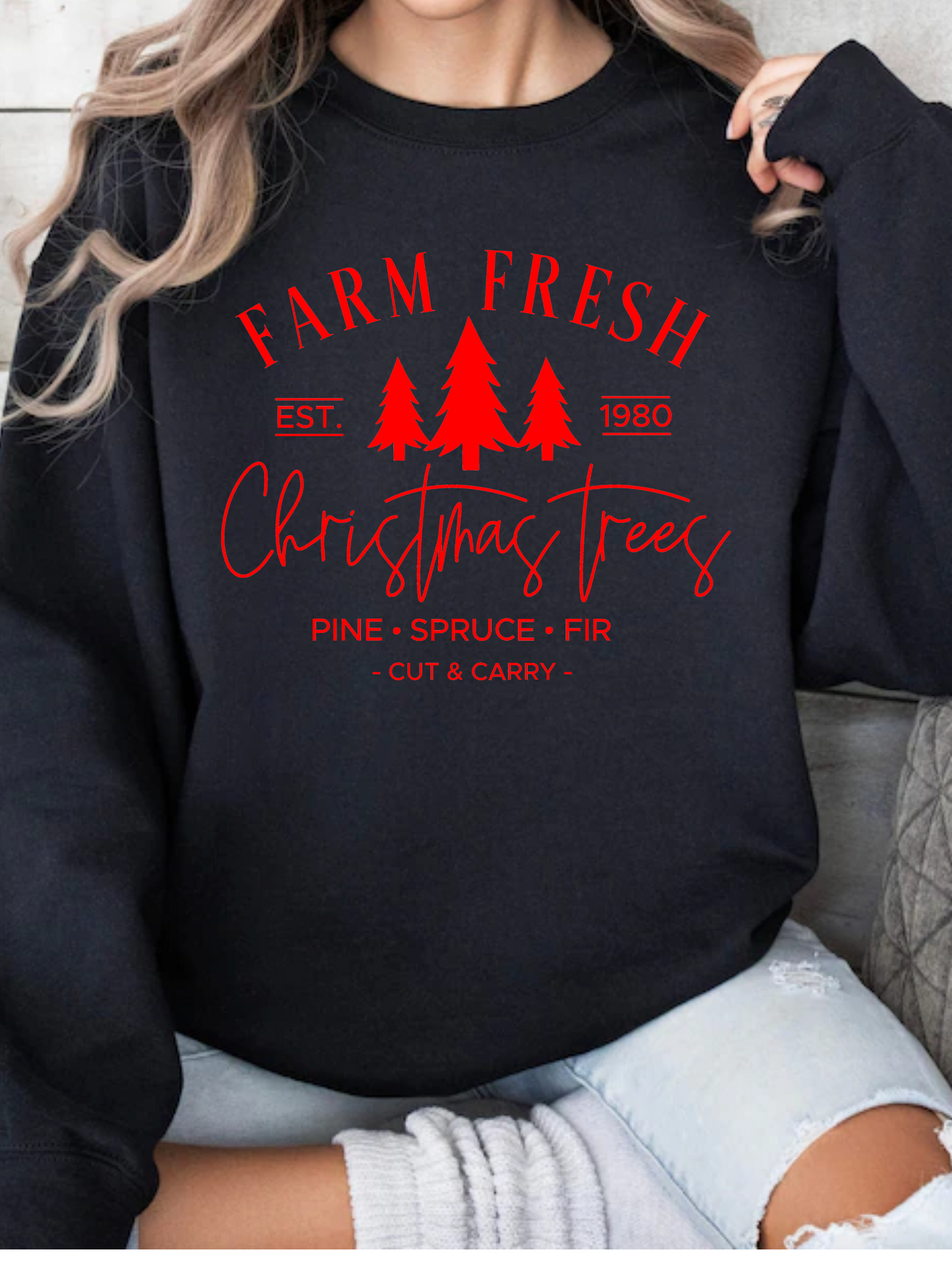Shop Willie's Christmas Tree Farm Graphic online at Willow Boutique – best boutique for women’s fashion.