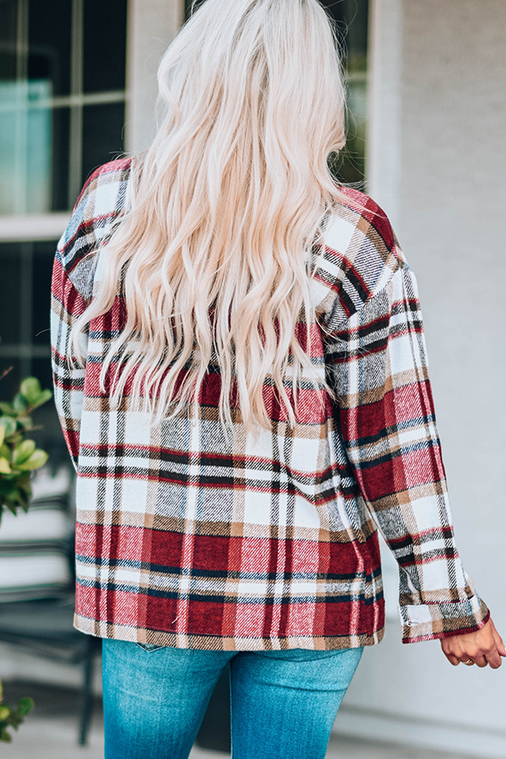 PREORDER: Aspen Plaid Button Front Shirt Jacket with Breast Pockets