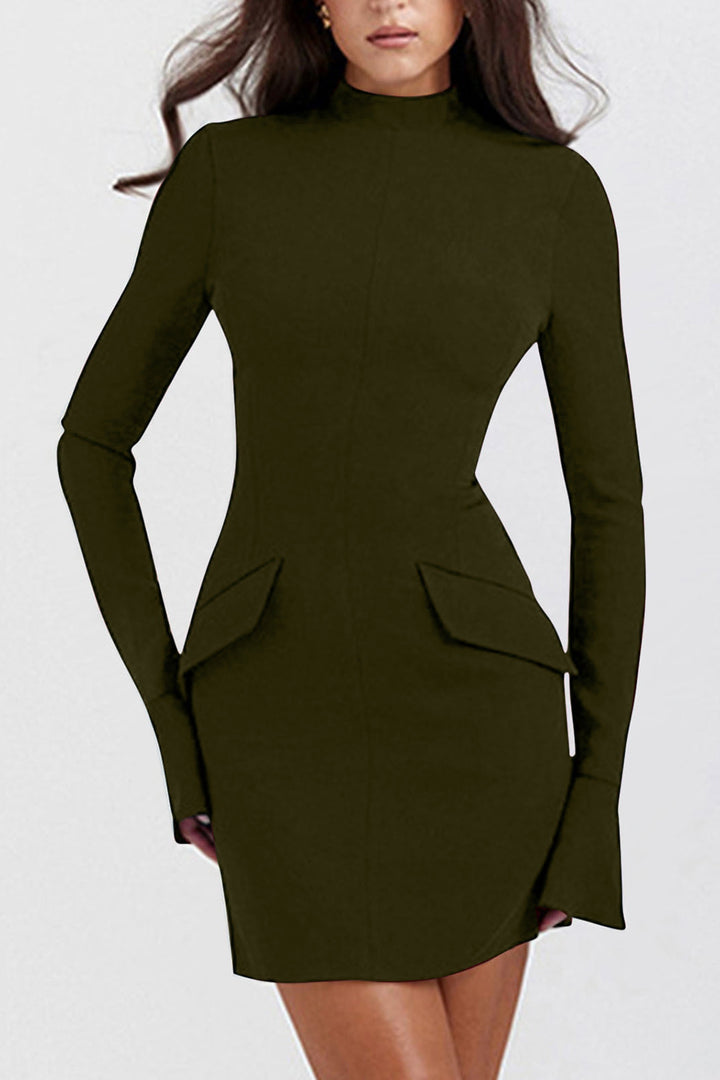 PREORDER: Margret Mock Neck Long Sleeve Mini Dress