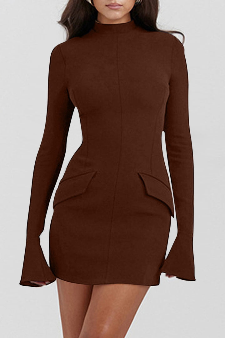 PREORDER: Margret Mock Neck Long Sleeve Mini Dress