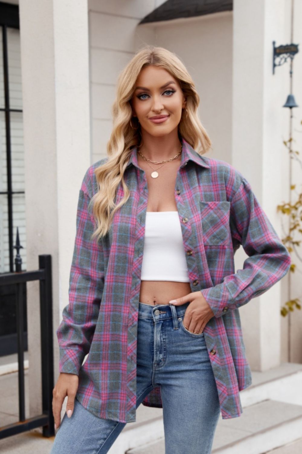 PREORDER Fall Colors Plaid Collared Neck Shirt