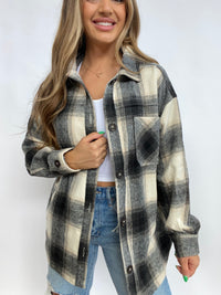 Rosalie Oversized Plaid Shacket- Black