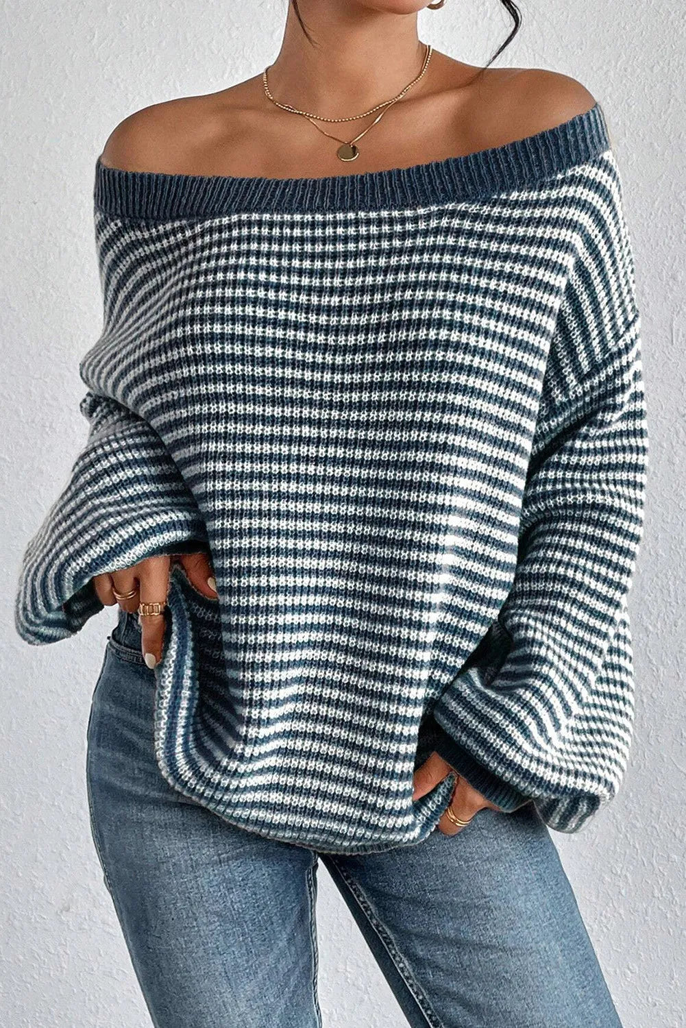 PREORDER: Easy Breezy Striped Dropped Shoulder Sweater