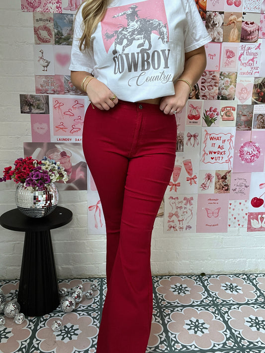 Buy our "Fiona High Waisted Bell Bottom Flare Jeans -  Burgundy" online – Willow Boutique Clothing. Shop stylish Fiona High Waisted Bell Bottom Flare Jeans -  Burgundy today.